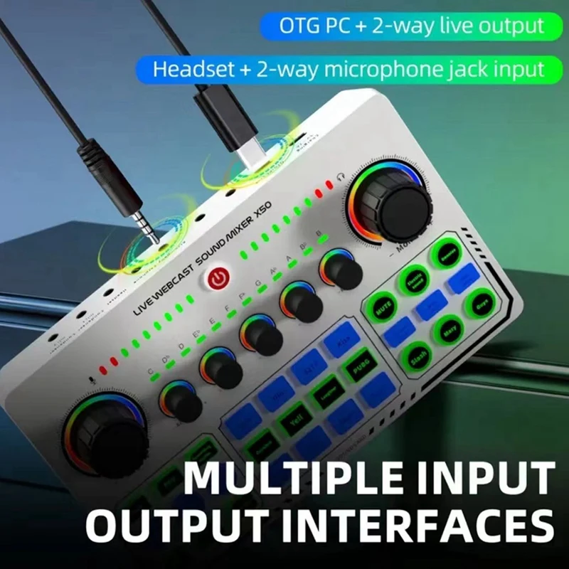 X50 Live Sound Card Audio Mixer Recording Desktop Singing BT OTG Digital Lossless Transmission For Podcasting Gaming