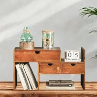 Desk Organizer Stand Monitor Stand Riser Study Room Office Double Layer with 3 Drawers Desktop Wood Computer Rack Monitor Stand