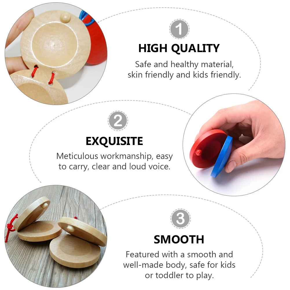 Castagnettes, Instruments de Percussion créatifs pour enfants, éducation musicale, couleurs assorties, jouets de Percussion pour enfants, 4 pièces