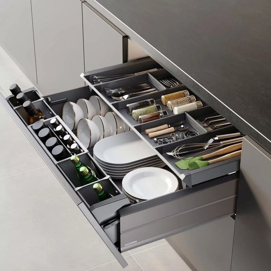 

Кухонная корзина для хранения, корзина для кастрюль и посуды с двойным выдвижным ящиком