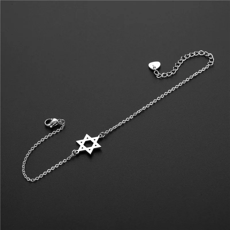 High Quality Stainless Steel Jewish Star of David Cuff Bracelet for Men Women Simple Star Hand Bracelet Bangles Daily Jewelry