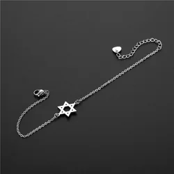 High Quality Stainless Steel Jewish Star of David Cuff Bracelet for Men Women Simple Star Hand Bracelet Bangles Daily Jewelry