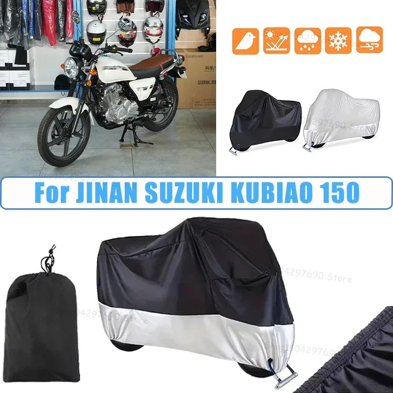 210D Oxford Motorcycle Cover Waterproof All Season UV Protection For JINAN SUZUKI KUBIAO 150 Anti-Tear Windproof Motorbike Cover