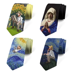 3D Printed Harajuku Fashion Unisex Tie Classic Oil Painting High Quality Novelty Tie Personalized Dating Wedding Party Tie