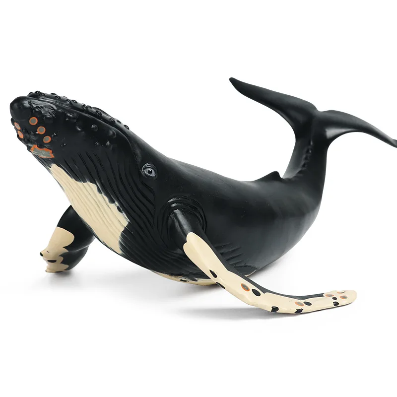 Children's cognitive toys simulate marine animal models, underwater soft rubber humpback whale ornaments