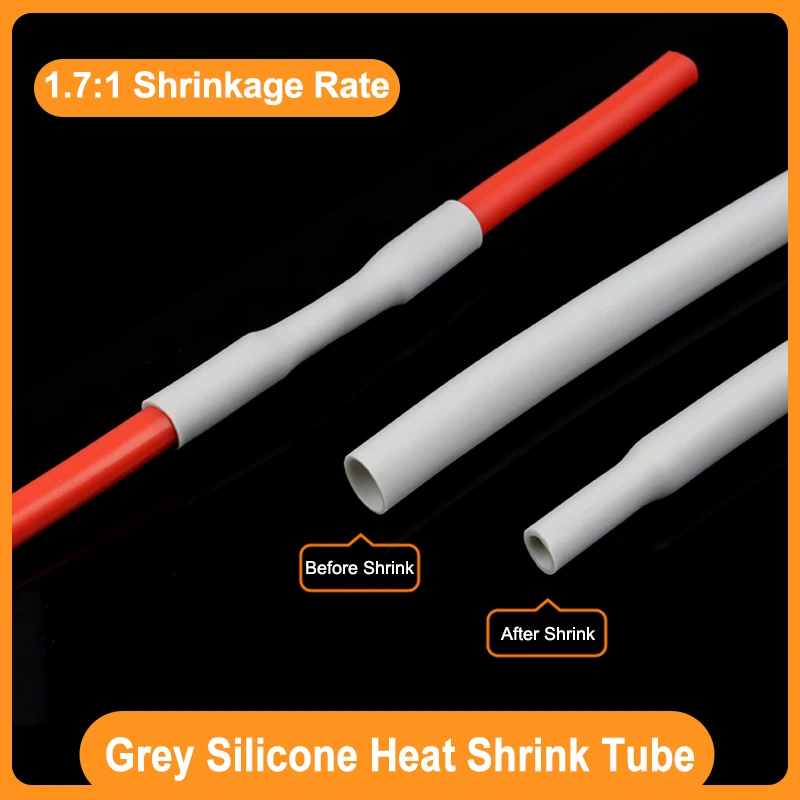

Grey 1.7:1 Silicone Heat Shrink Tube 1 2 3 4 5 6 8 10 12 15 20mm Insulated Heat-resistant Wrap Line Protect Shrinkable Sleeving