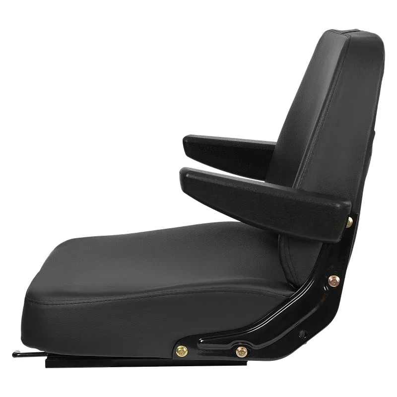 Forklift Seat with Armrest Universal Driver Side Tractor Seat Black Capacity 100kg Adjustable Bulldozer Lawnmower Seat