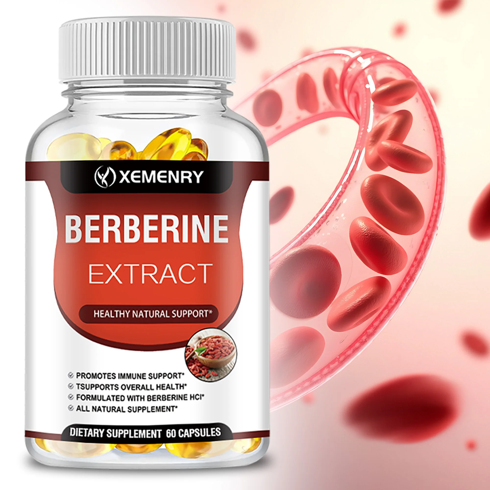 

Berberine Extract Supplement 1800mg - Berberine HCL, Balanced Blood Pressure,Support Healthy Cholesterol Levels - 120 Capsules