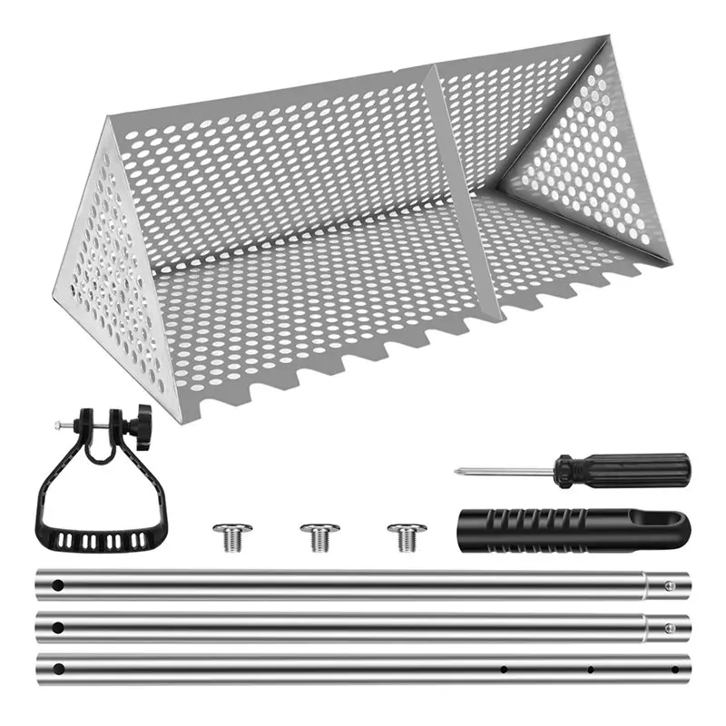 

JFB For Sand Flea Rake Efficient Design With Detachable Steel Handle, Foldable Shark Tooth Sifter For Sand Crab Removal
