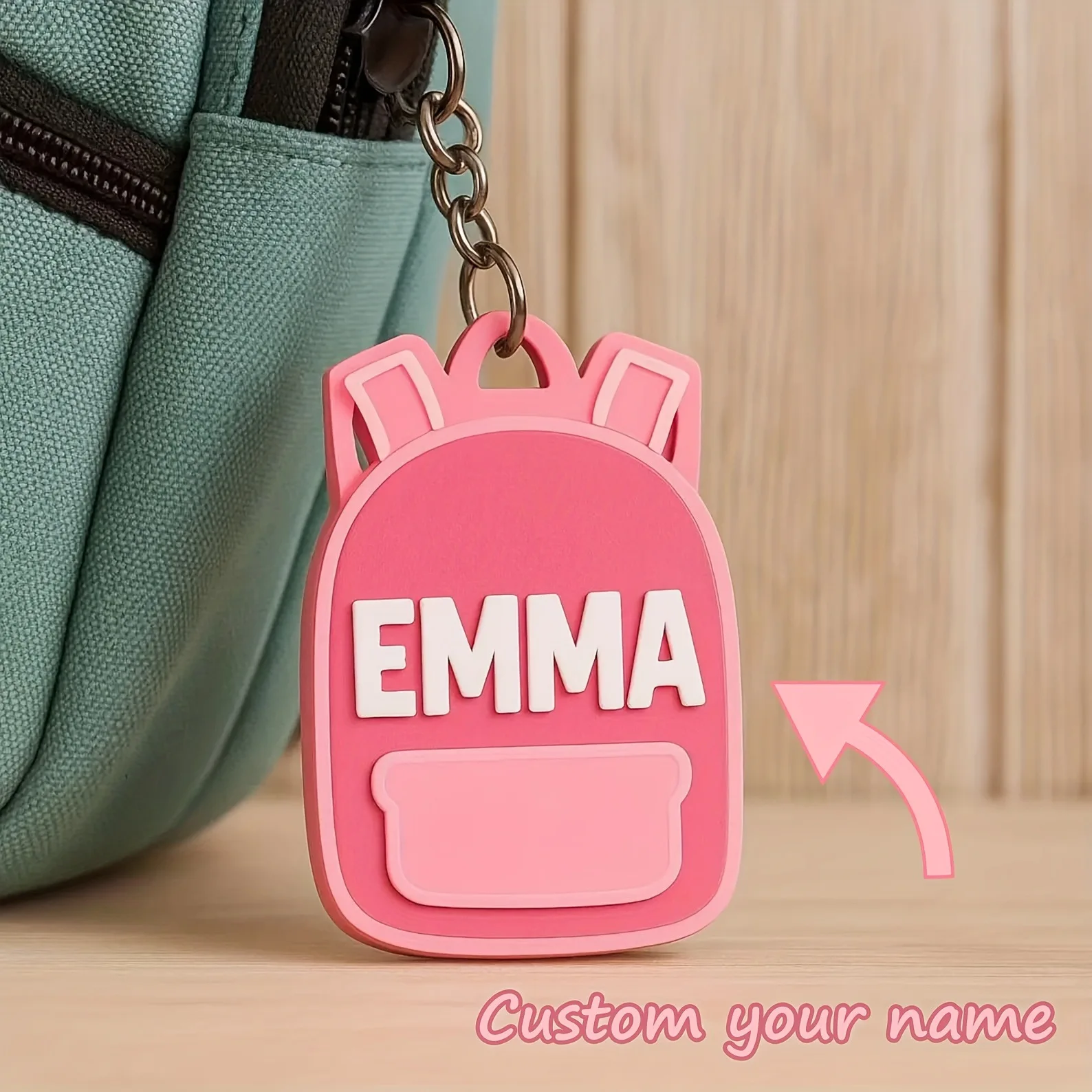 Custom Name Backpack Shape Keychain Personalized Acrylic Key Ring Cute Charm Customized Text Tag Key Holder Bag Accessory Gift