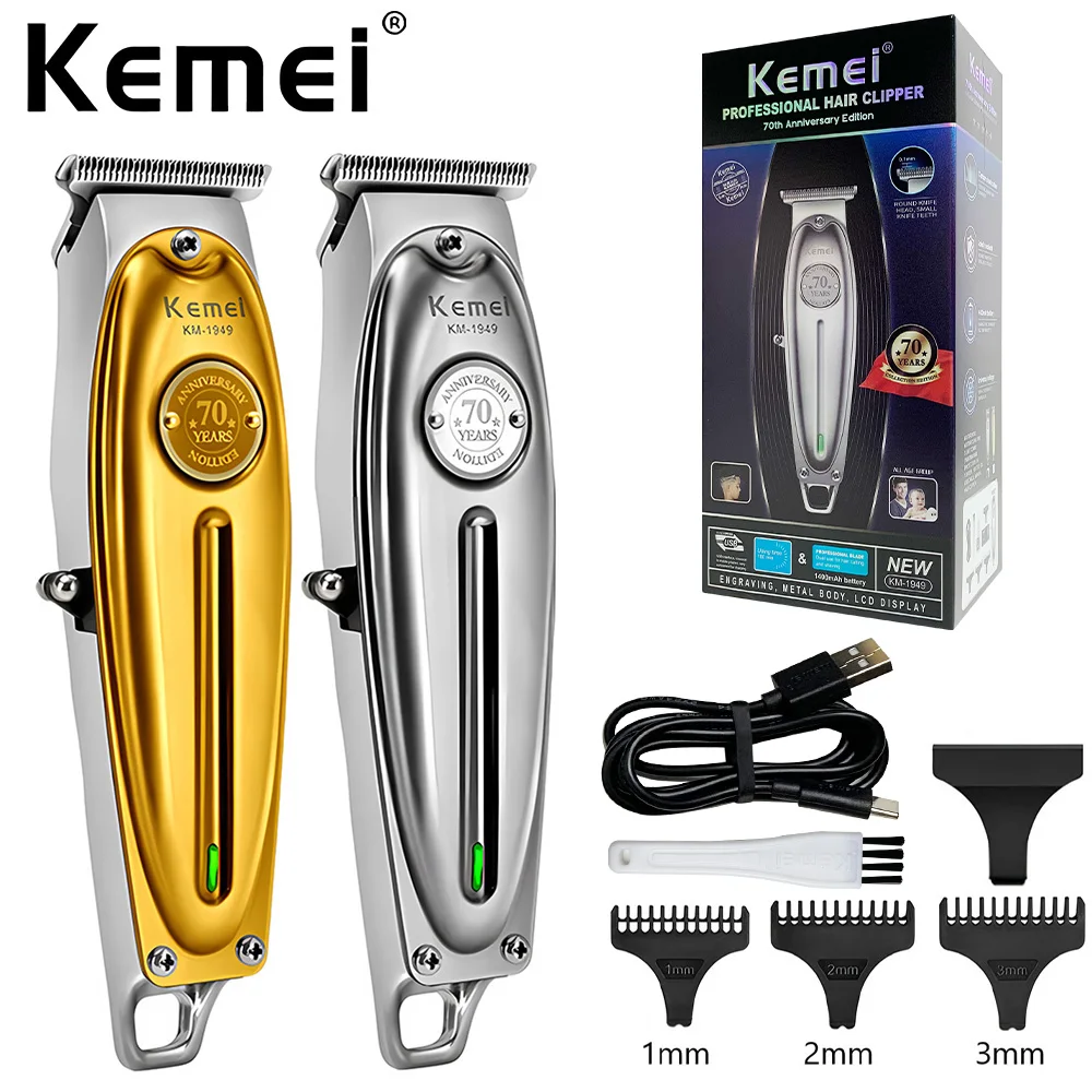 

Kemei KM-1949 Full Metal Professional Hair Trimmer For Men Lithium Beard Trimmer Electric Barber Clipper Hair Cutting Machine