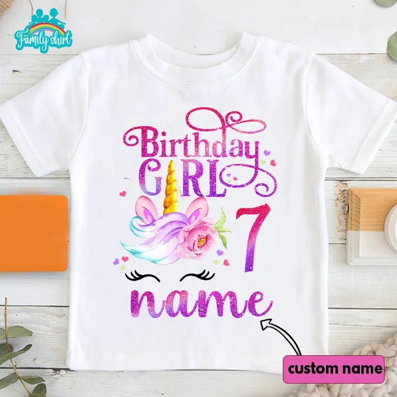 Unicorn T Shirt Family Gift Birthday Shirt Boys Party Custom Name T-Shirt Boys Children Kids Clothes Daddy Mommy Party Outfits