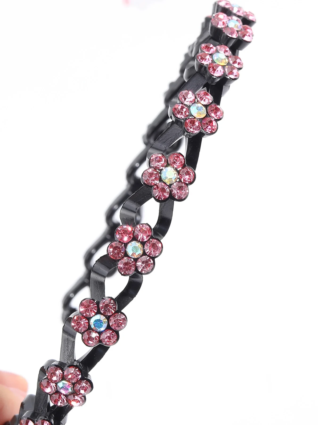 Nuevas diademas antideslizantes con diamantes de imitación, diademas onduladas sólidas para mujeres y niñas, aro para el cabello a la moda con bisel, accesorios para el cabello de Boutique para mujer