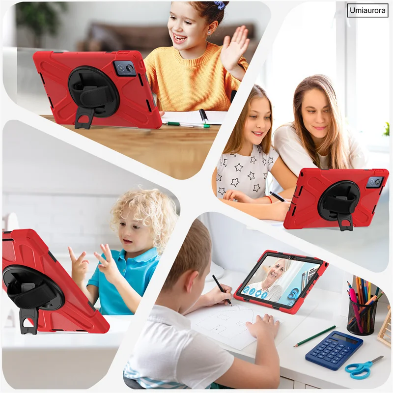For Lenovo Tab K11 Plus 11.5 inch TB352FU TB352XU Heavy Duty Rugged Tablet Case Hand Shoulder Strap Stand Shockproof Cover Funda