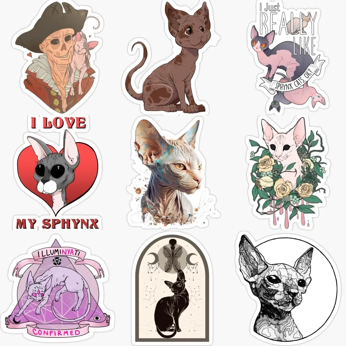 

Creative Sphynx Cat Personalized PVC Stickers Accessories for Decorate Car Wall Table Fridge Table Off-road Camper Bumper Window