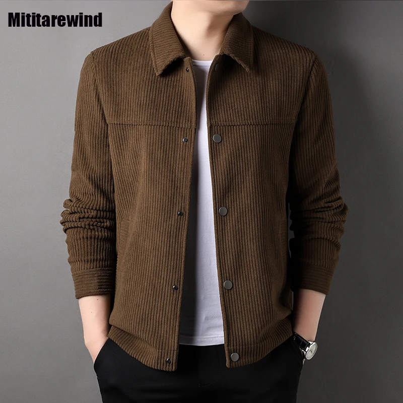 Spring Autumn Jackets for Men Casual Loose Workwear Coat Lapel Corduroy Single-Breasted Coffee Jacket High Quality Mens Clothing