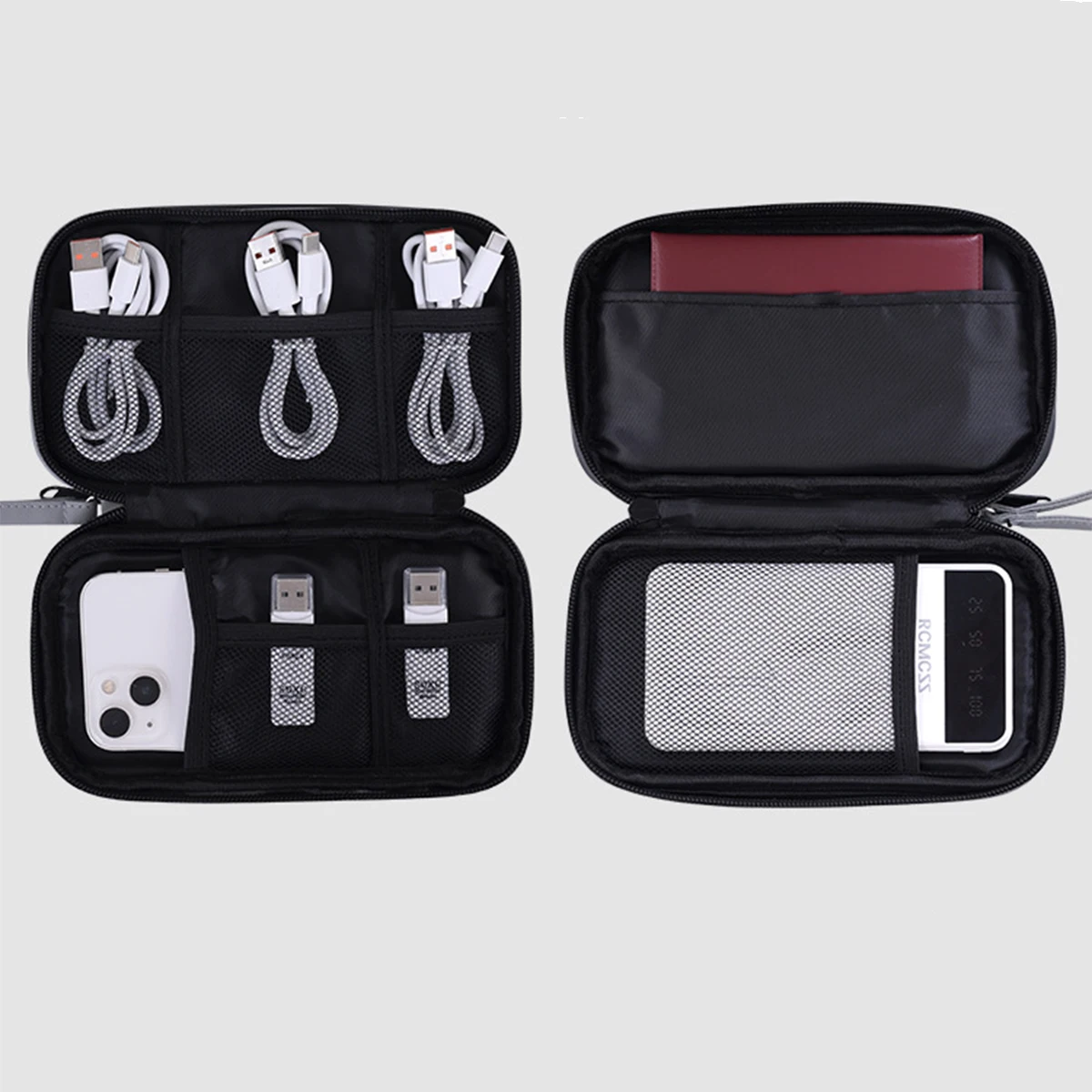 Double Layer Data Cable Storage Bag Mouse Headphones Power Bank Digital Accessories Organizer Travel Document Passport Bags