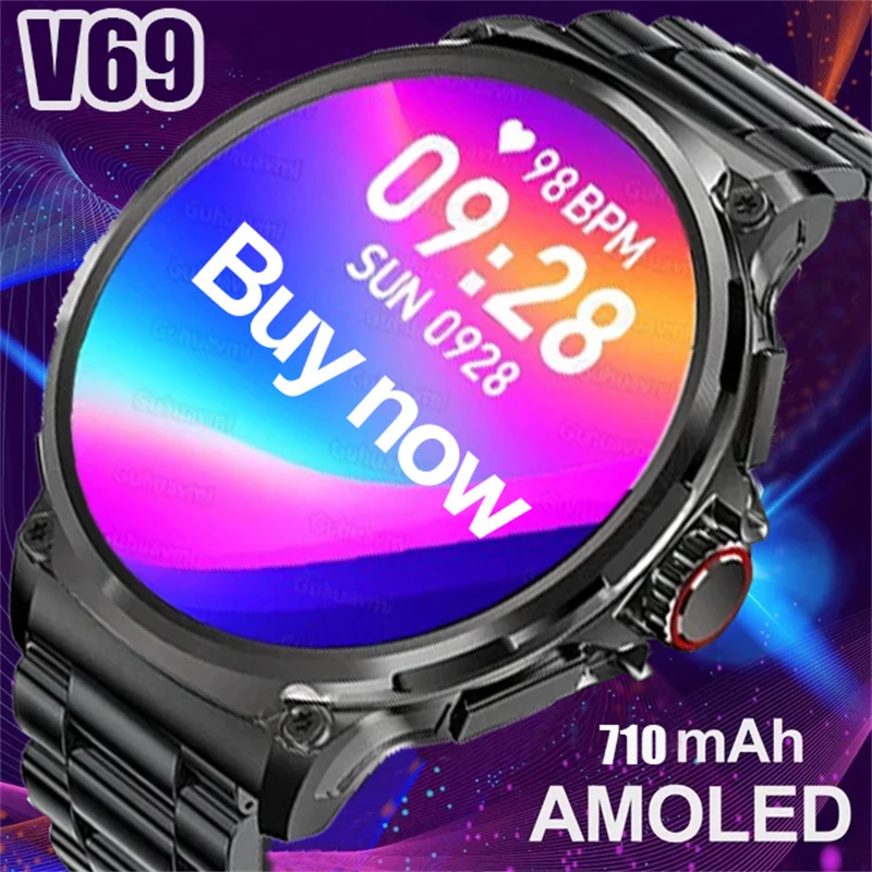 

2024 New V69 1.85-inch HD Bluetooth Calling smartwatch Men's Sports Fitness Tracker Heart Monitor 710mAh for Xiaomi Huawei iOS