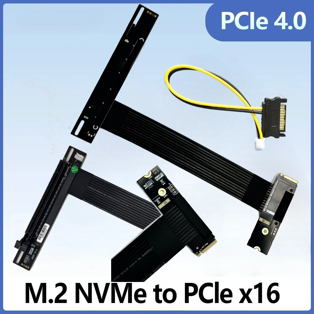 

ADT-Link M.2 for NVMe Key M to PCI-E 4.0 x16 Graphics Card Extender Jumper M.2 Turn 90 Angle 16x M2 Riser Card Adapter GPU Cable