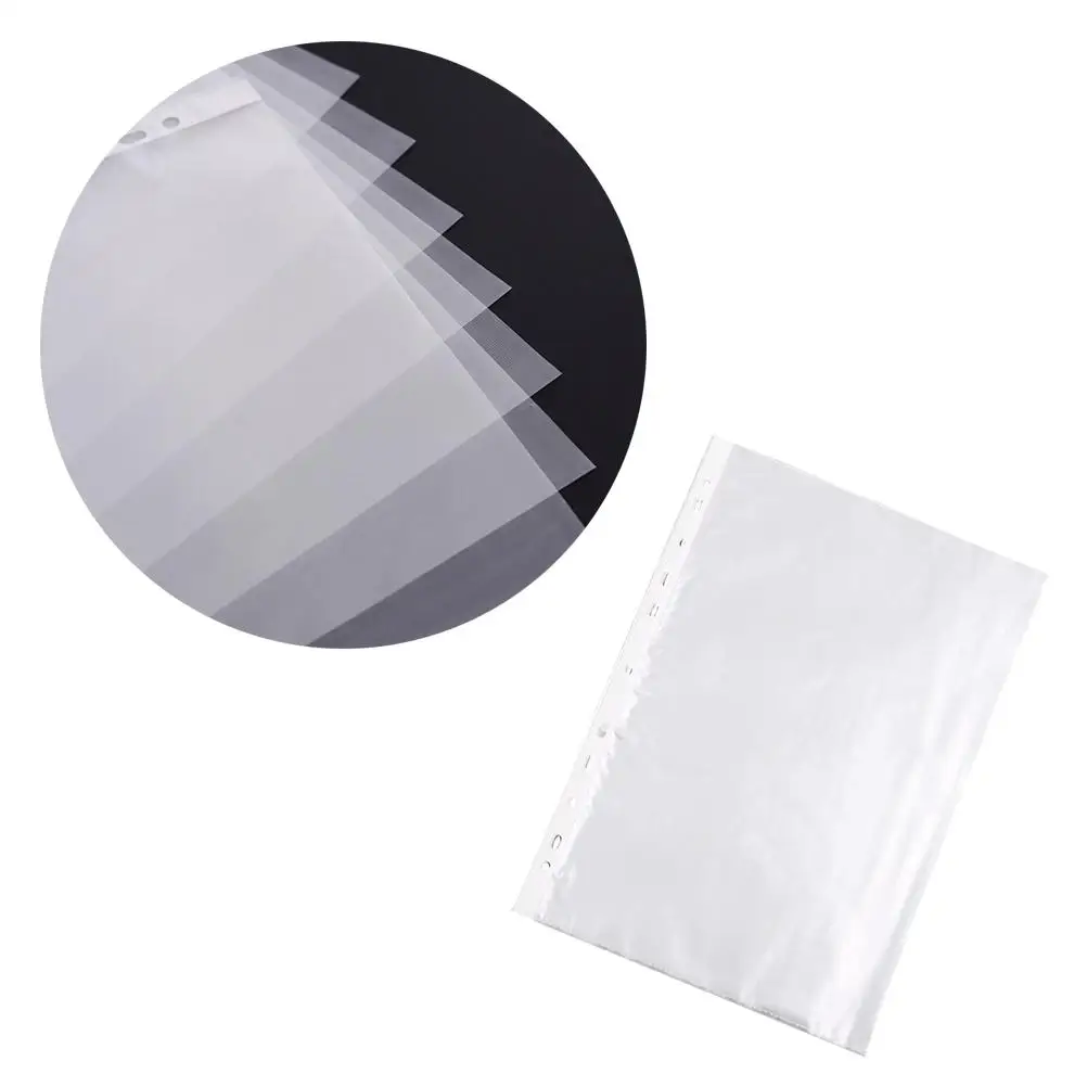 

100 Pcs Folder Sheet Protectors Clear Hole Punch Loose Leaf A4 Binder Office Hole Punched Sheet Protectors School