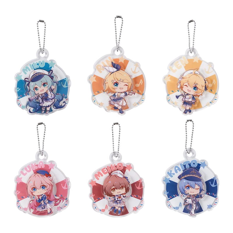 Moeyu Kaito colgante giratorio acrílico dibujos animados Hatsune Miku Luka llavero Anime Len Rin Meiko caja ciega llavero accesorios para bolsa
