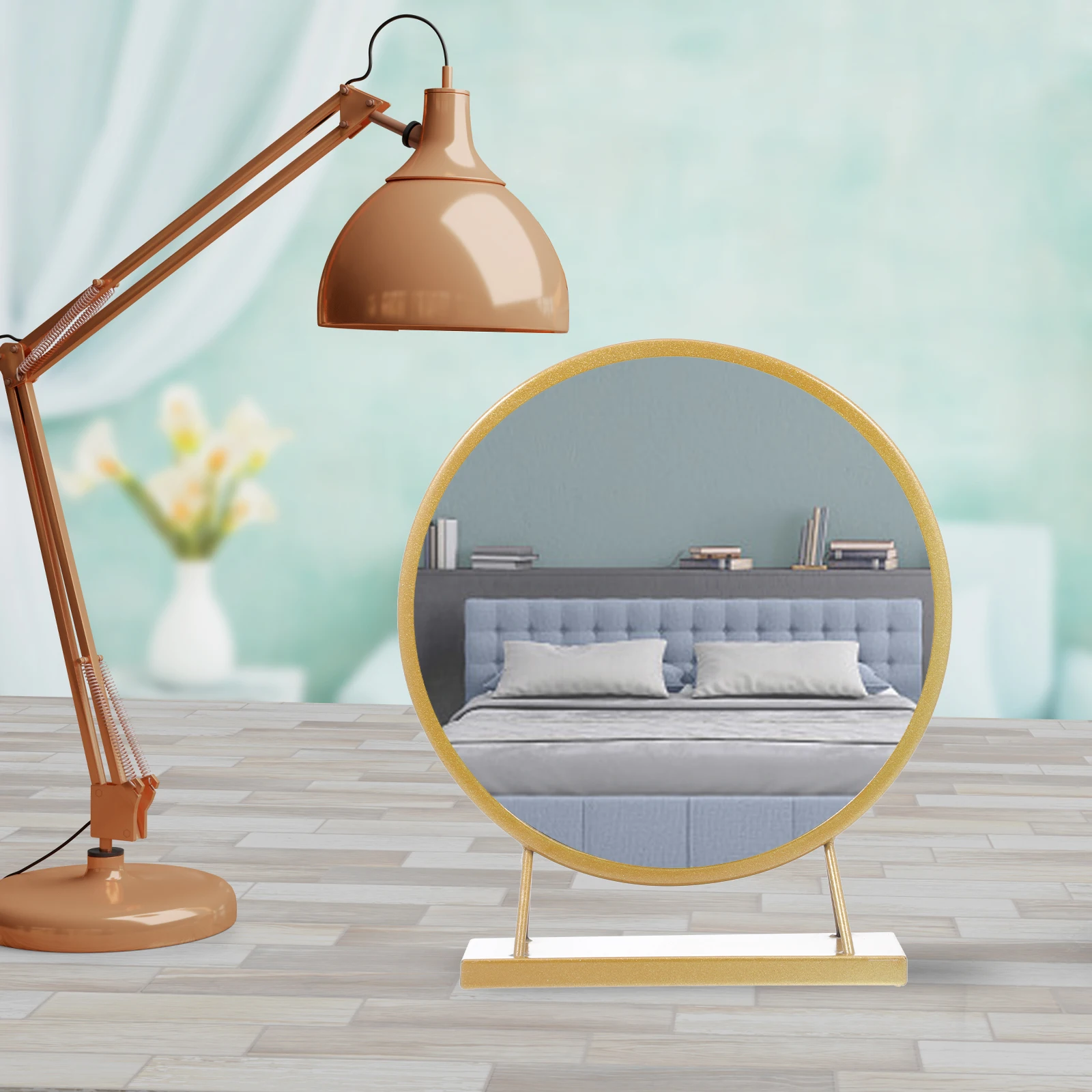 مرآة تشكيل دائرية رائعة للنساء، مكياج يومي، ماكينة حلاقة، خيط تنظيف سطح المكتب، مرآة ديكور لغرفة النوم