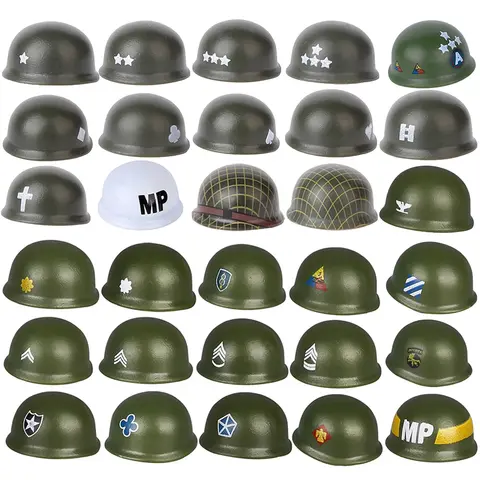 MOC WW2 Military US Admiral Officer Helmets Building Blocks Airborne Corps Soldiers Army Infantry Accessories Bricks Toys Boys