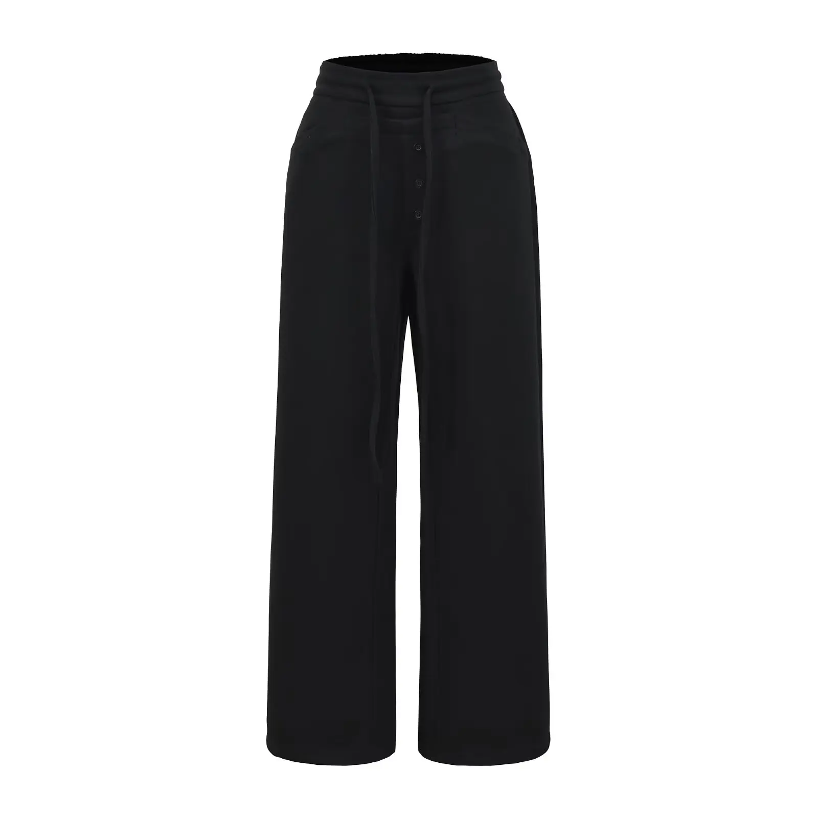 Pantalones informales de pierna ancha de cintura alta Retro americano, pantalones de chándal para mujer, pantalones drapeados adelgazantes hasta el suelo para principios de otoño