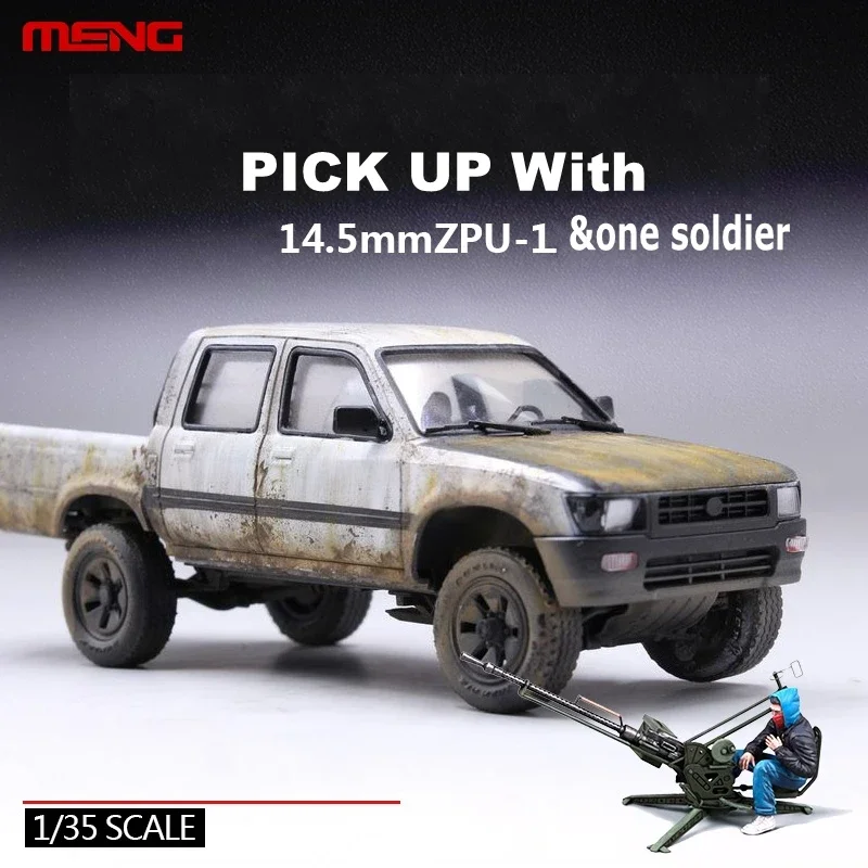 1:35 Scale Assembly Car Model 4X4 PICK UP w/ZPU-1 Plastic Model Building Kit  Meng ZPU-1 VS-001