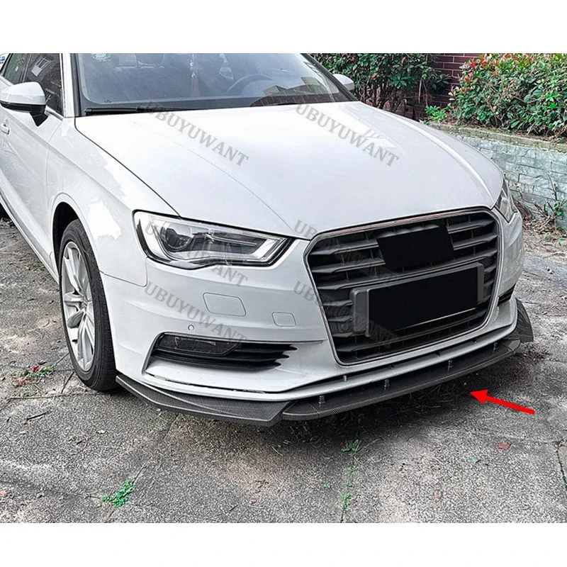 For Audi A3 8V 2013-2016 ABS Front Bumper Lip Spoiler Diffuser Splitters Body Kit Aprons Cover Guard Trim Compatible