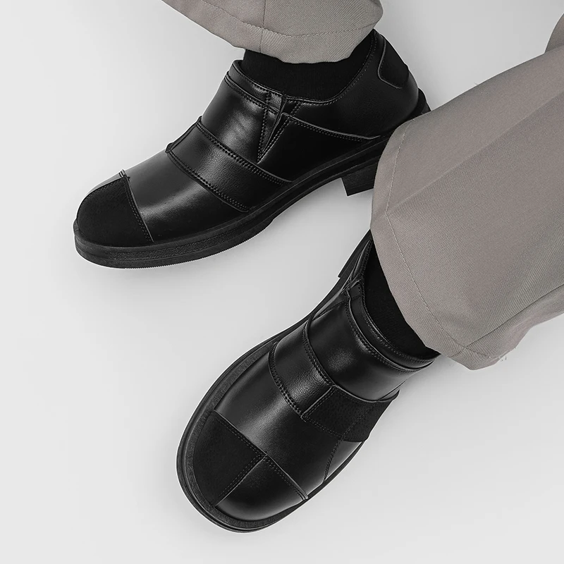 

Men's Leather Casual Shoes, Low-heeled Pure Black Business Formal Wear, Soft High-quality and Versatile New Trendy Shoes