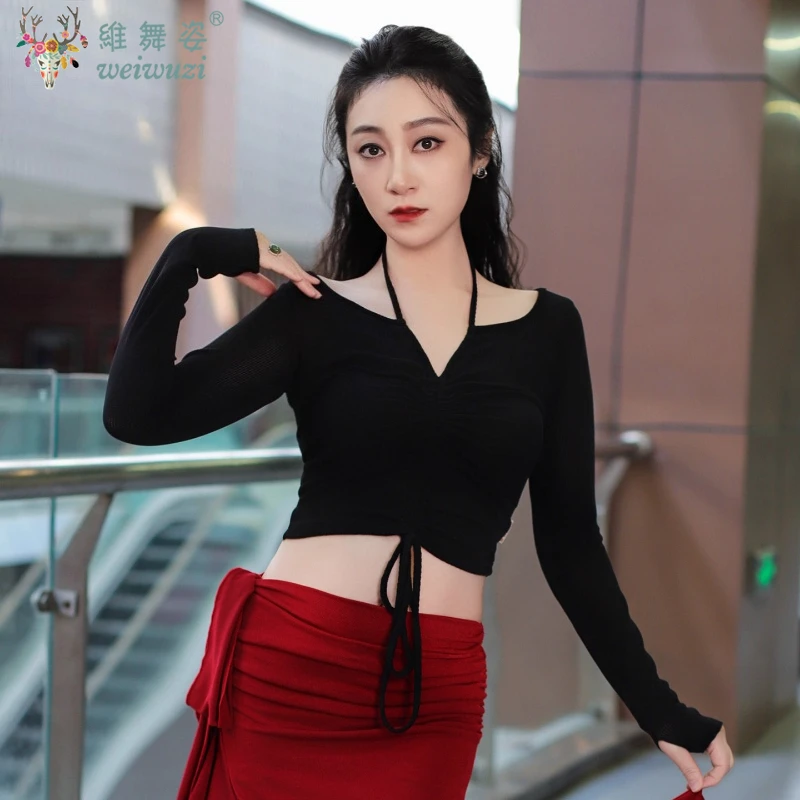 

Belly Dance Costume Comfortable Sexy Slimming Long Sleeved Top Adult Women Oriental Dance Clothing Dancer Practice Clothes