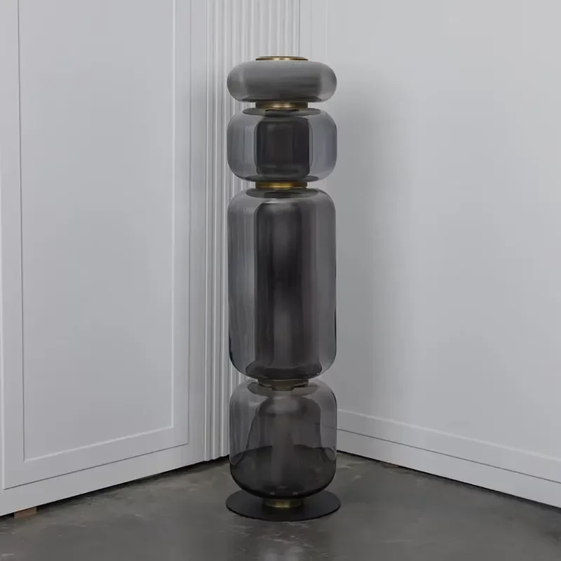 Modern Minimalist Glass Floor Lamp Large Standing LED Light Atmosphere Design for Living Room & Hotel Bedroom Floor