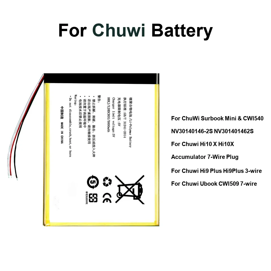 

HW-31130148 H-31130148P CWI509 CWI540 For Chuwi HI10 HI9 Surbook Ubook Accumulator NV30140146-2S Mini Plus Battery
