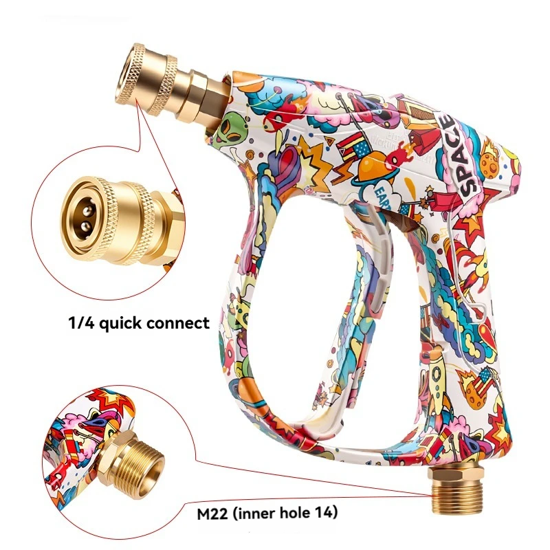 2026 New Arrival Graffiti High Pressure Washer Gun, Aluminum Valve Copper Head, 5-Color Nozzle Set, 1/4