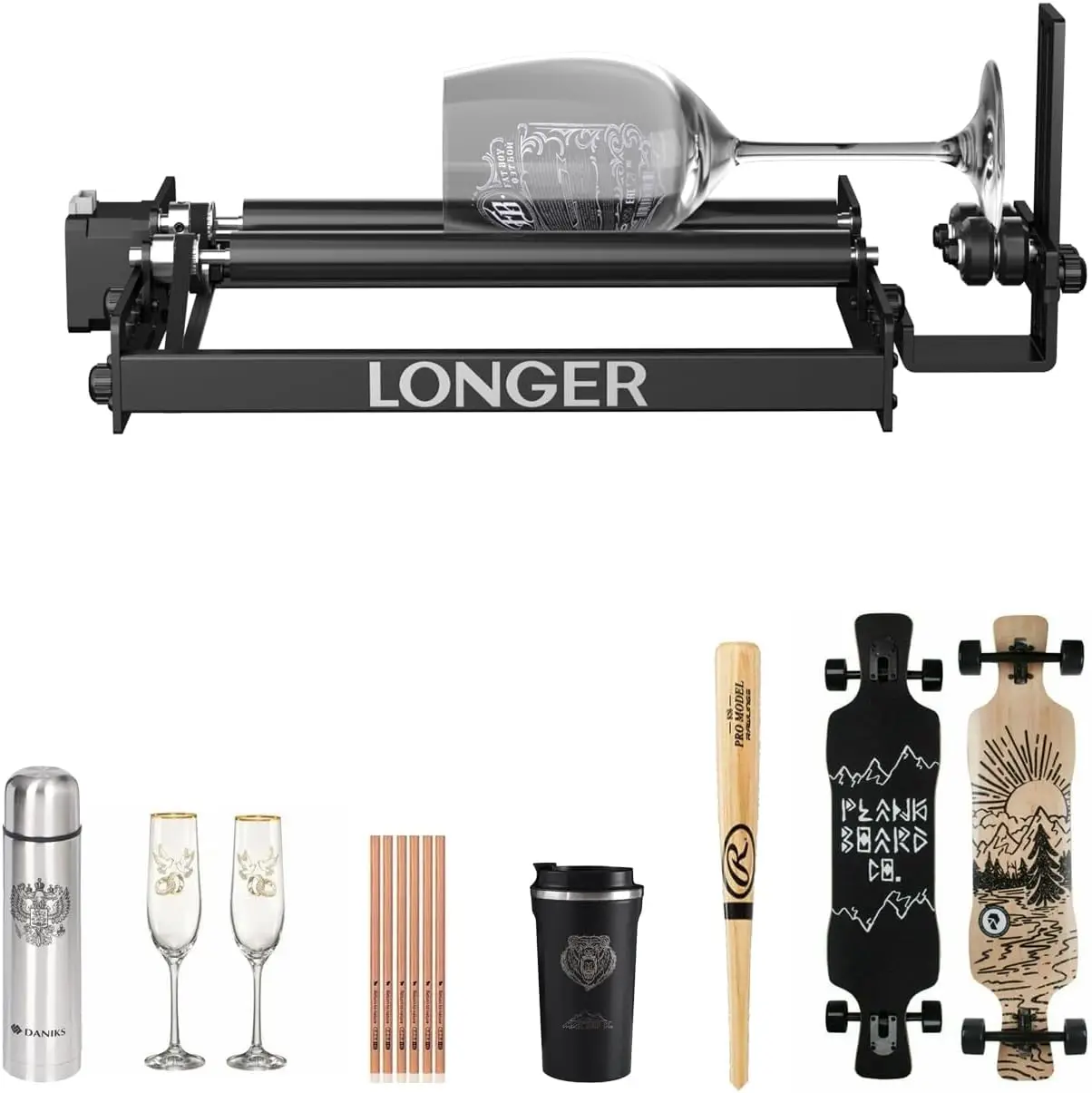 Longer Ray5, B1 And Most Laser Engravers, Y-Axis Rotating Drum Engraving Module For Engraving Cylindrical Objects, Wine