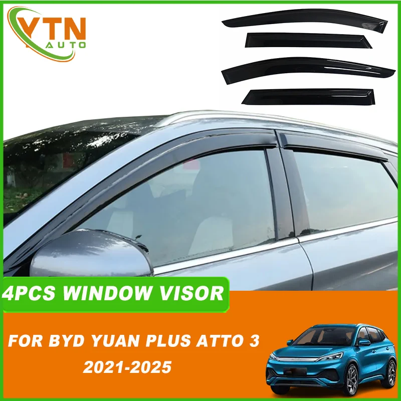 

For BYD Yuan Plus Atto 3 2021 2022 2023 2024 2025 Window Trim Accessories Car Window Visor Weathershield Wind Rain Guard Shade