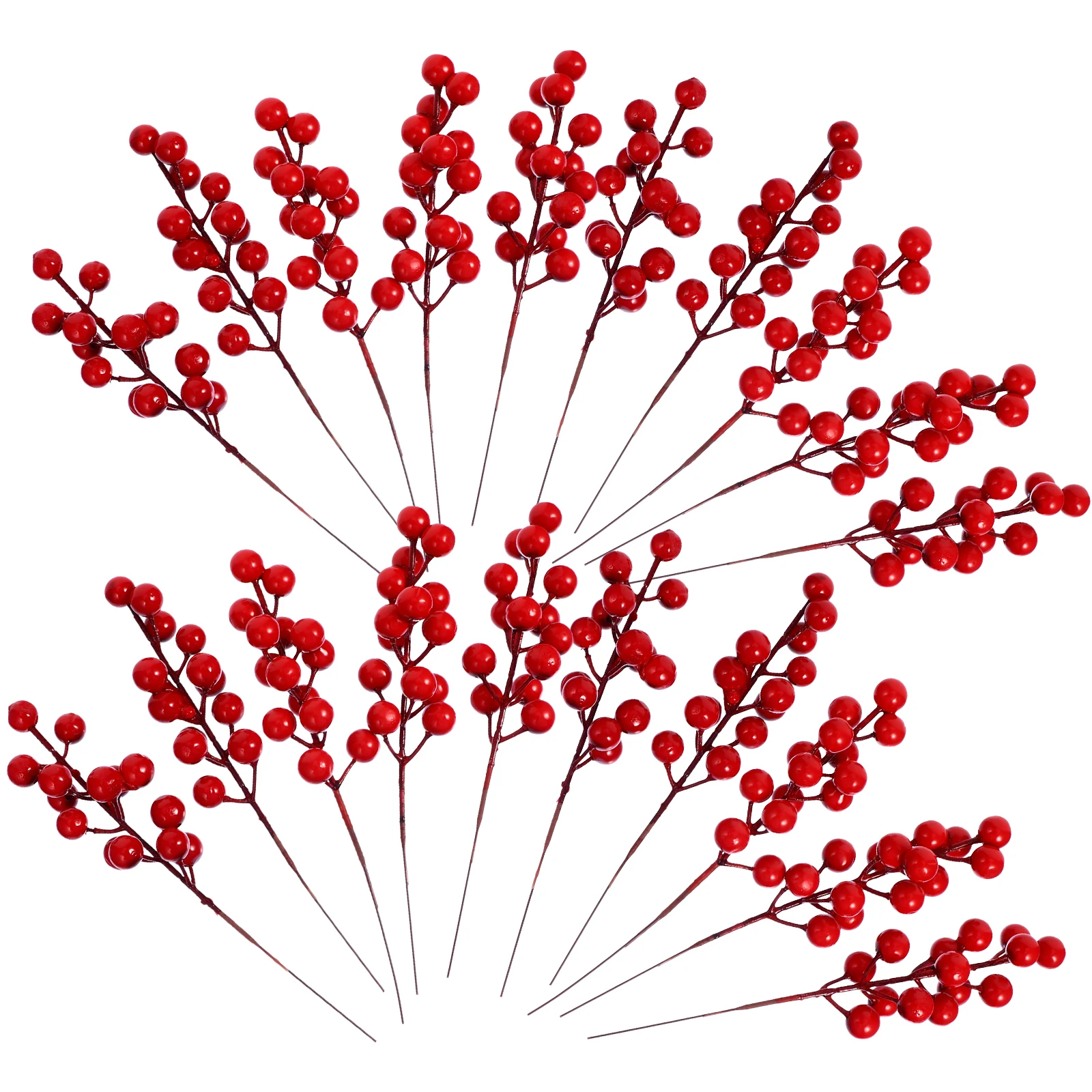 20pcs Simulation Red Berries Artificial Flower Branches For Xmas Party Decoration Home Decor Realistic Plant Ornament Decorative
