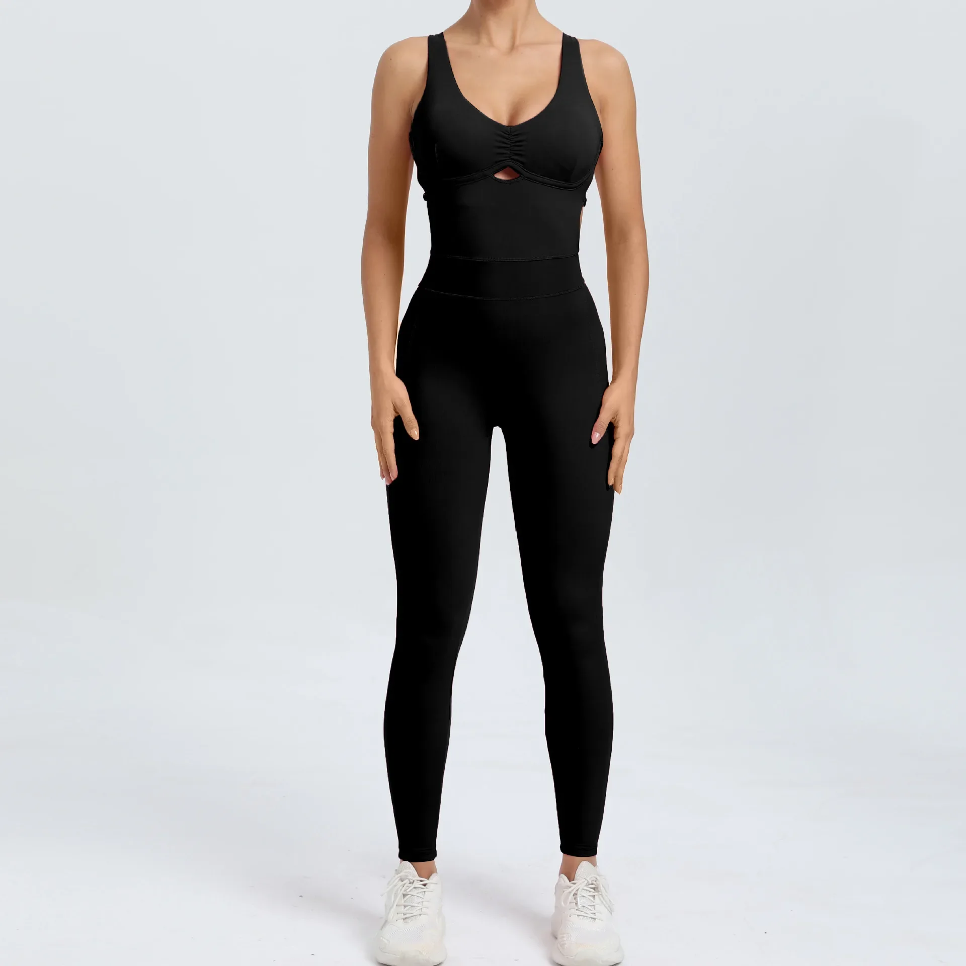 New Long Jumpsuits One Pieces Bodysuit Sexy Female Clothing Sport Fitness Overalls Sweatsuit Youthful Woman Clothes Black Body