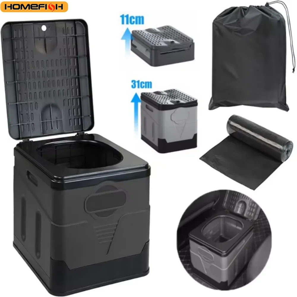 Portable toilet Portable car toilet bucket carrying capacity reusable trash can foldable odor-proof storage box Emergency toilet