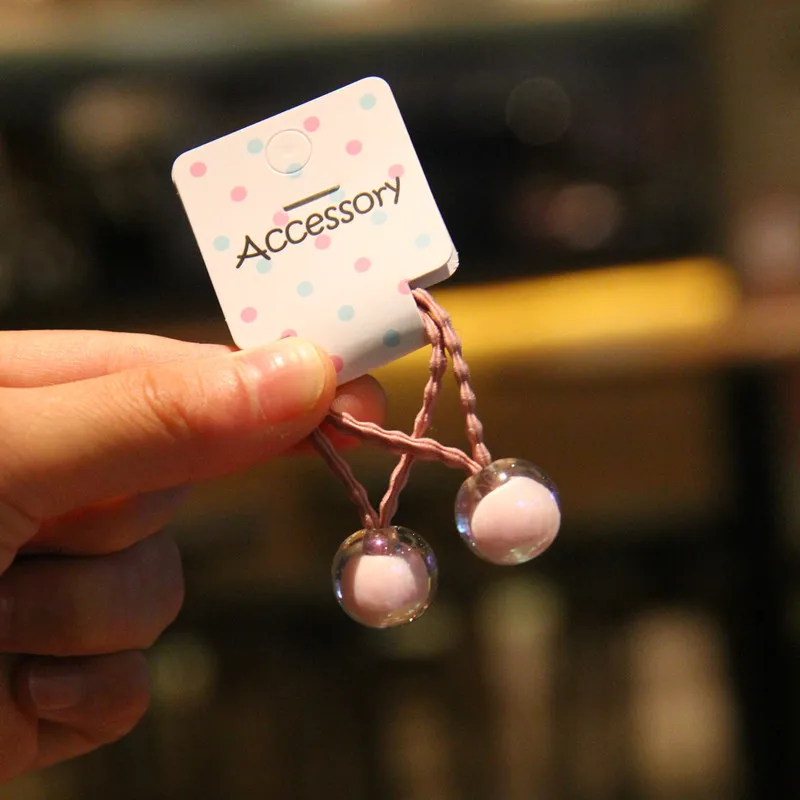 

2pcs/lot New Princess Color Ball Heart Kids Elastic Hair Bands Baby Headdress Children Hair Ropes Girls Hair Accessories