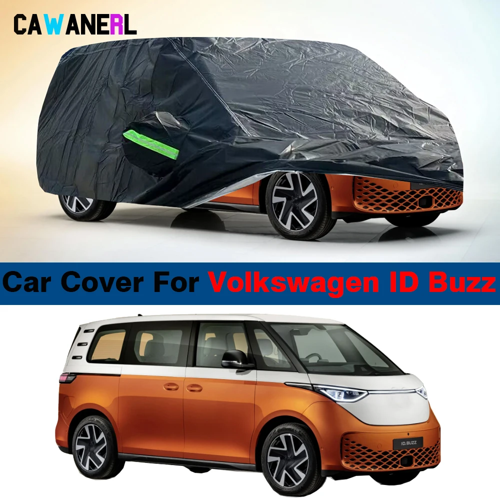 Black Waterproof Car Cover Anti-UV Sun Snow Rain Dust Resistant Cover All Weather Suitable For VW Volkswagen ID Buzz 2021-2025