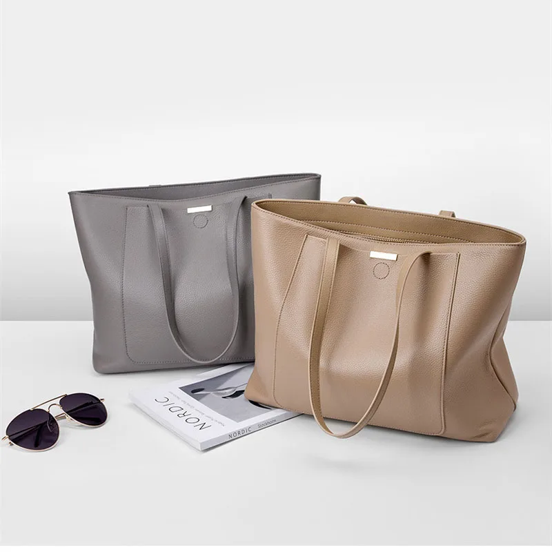 2026 New Arrival Genuine Leather Tote Bag, High-end Large Capacity Shoulder Bag, Versatile Commute Handbag for Women