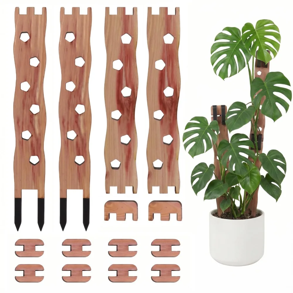 Wooden Plant Support Frame Hollow Out 2-In-1 Plant Climbing Trellis Extendable Adjustable Flower Arrangement Trellis Indoor