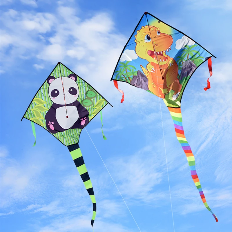 Gratis Ongkir ไดโนเสาร์ Kite Flying เด็ก Panda Kite ของเล่นไนลอน Kites บินของเล่นอุปกรณ์ตกปลา Air นกสายรุ้งสูง