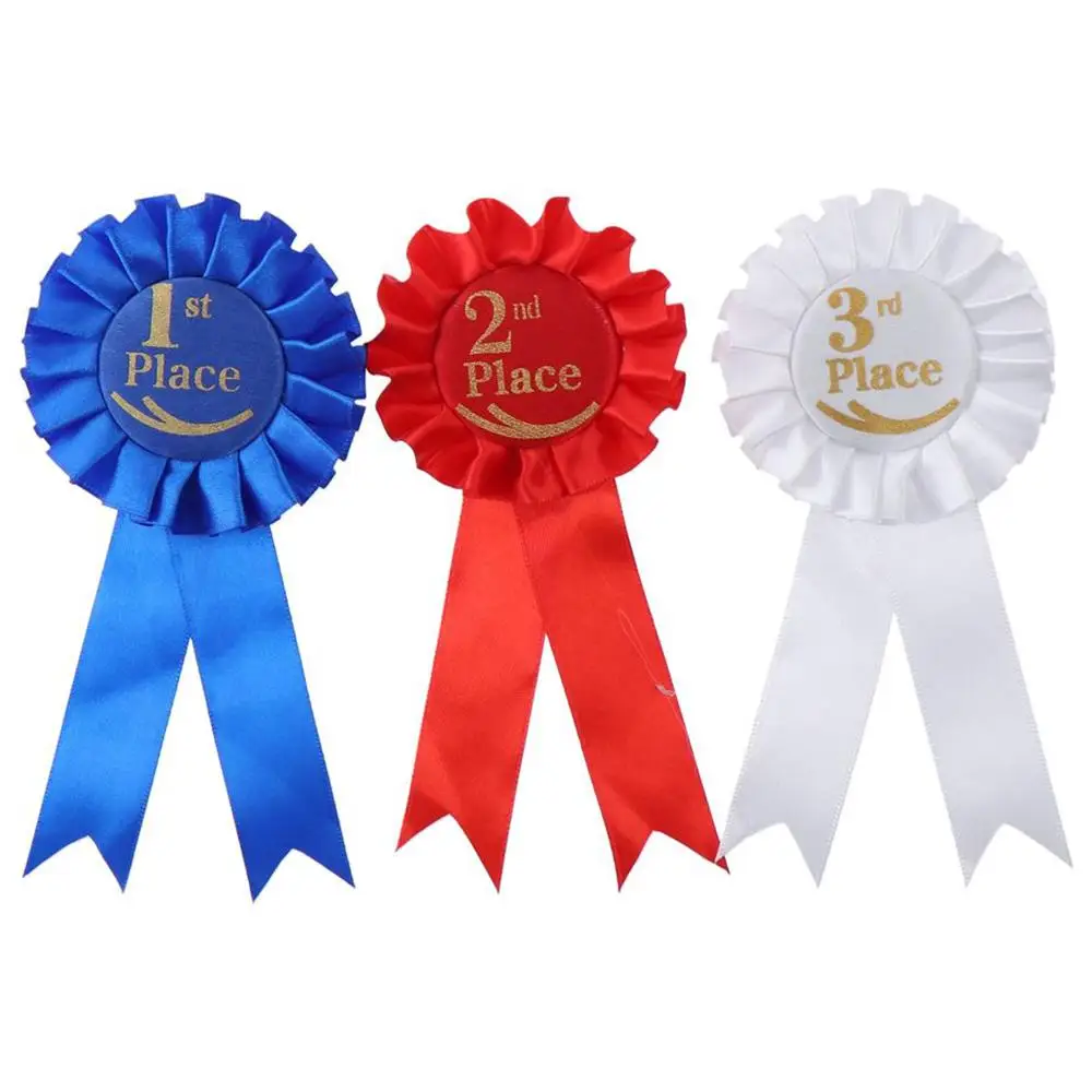 New Blue,Red,White Ribbon Award Set Recognition Ribbons Prize Ribbon 1st 2nd 3rd Place Rosette Ribbon