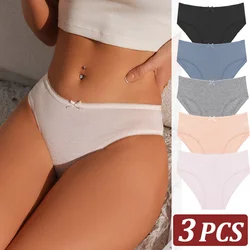 3PCS Cotton Panties for Woman Underwear Sexy Breathable Soft Lingerie Female Briefs Girls Cute Solid Color Solid Color Intimate