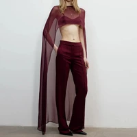 Capa chal de gasa para mujer, Poncho transparente de malla elegante a la moda, Capelets superiores para vestido de noche, chal, cubre el banquete de boda