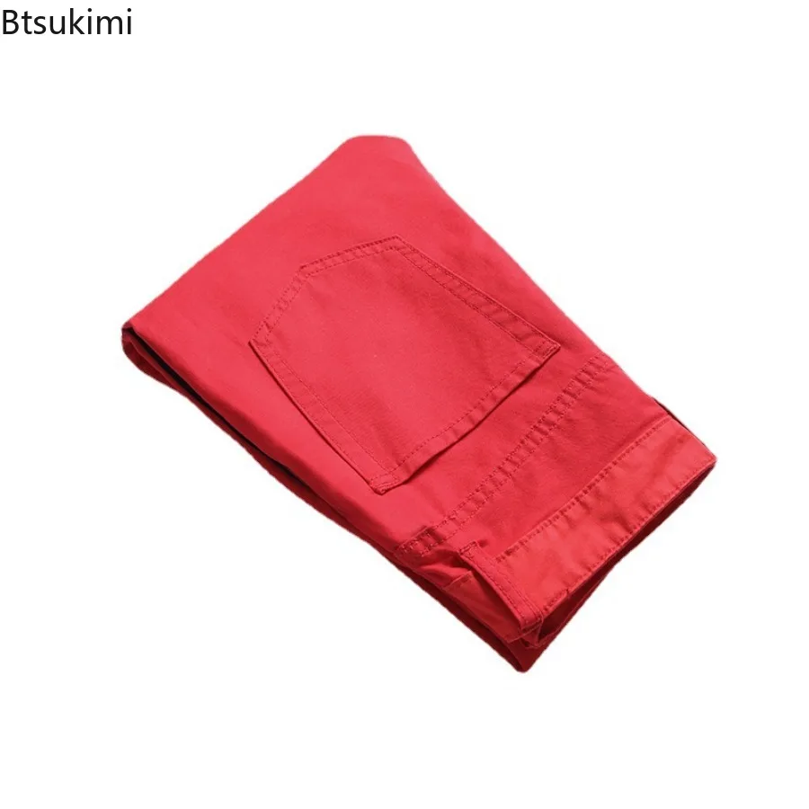 2025 New Men's Jeans Fashion Slim Fit Elastic Solid Casual Trousers Y2k Streetwear Hip Hop Broken Holes Denim Pants Oversized 46