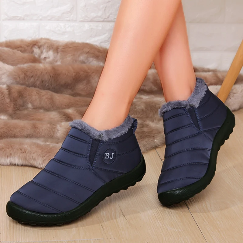 Impermeabile caldo pelliccia donna appartamenti scarpe invernali calzature scarpe da donna Sneakers nere donna caviglia Zapatos De Mujer scarpe donna